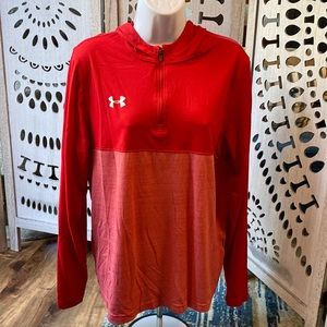 Under Armour Red Pullover zip Long-sleeve Hoodie sz M